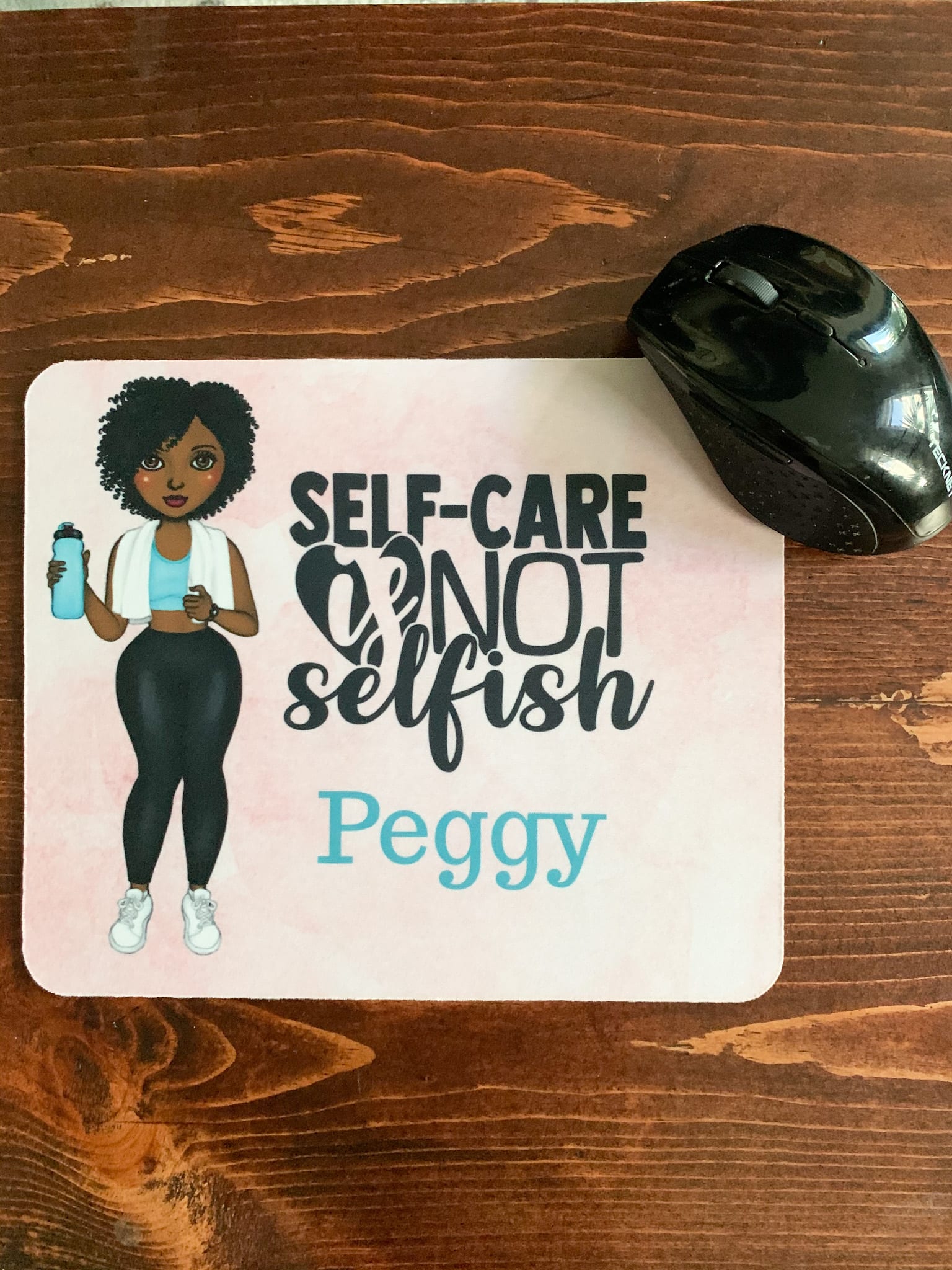 IMG 8315 Personalized Black Woman Fitness Mouse Pad Personalized Black Woman Fitness Mouse Pad