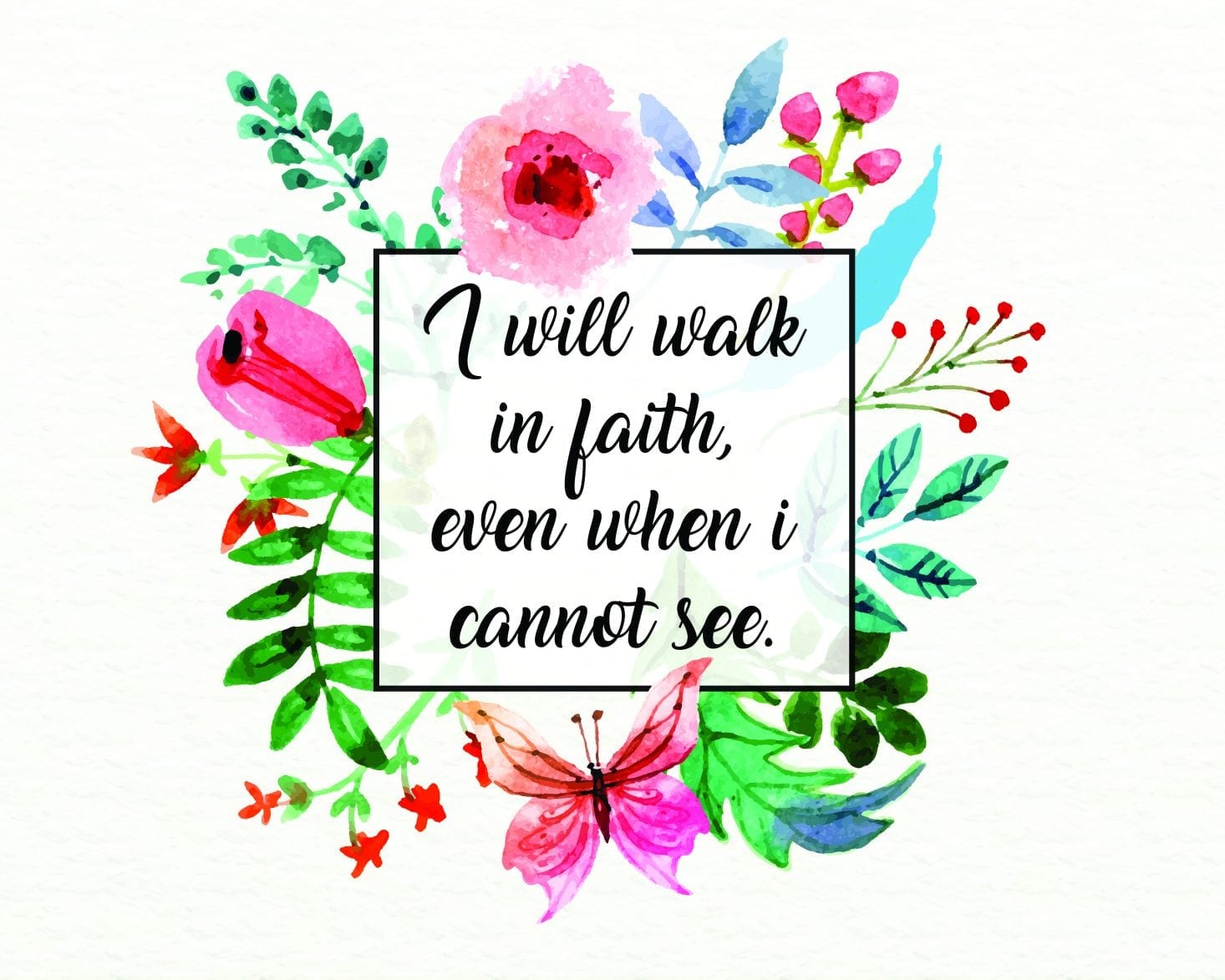 I Will Walk In Faith Bible Verse Wall Canvas, image size:1466x1173