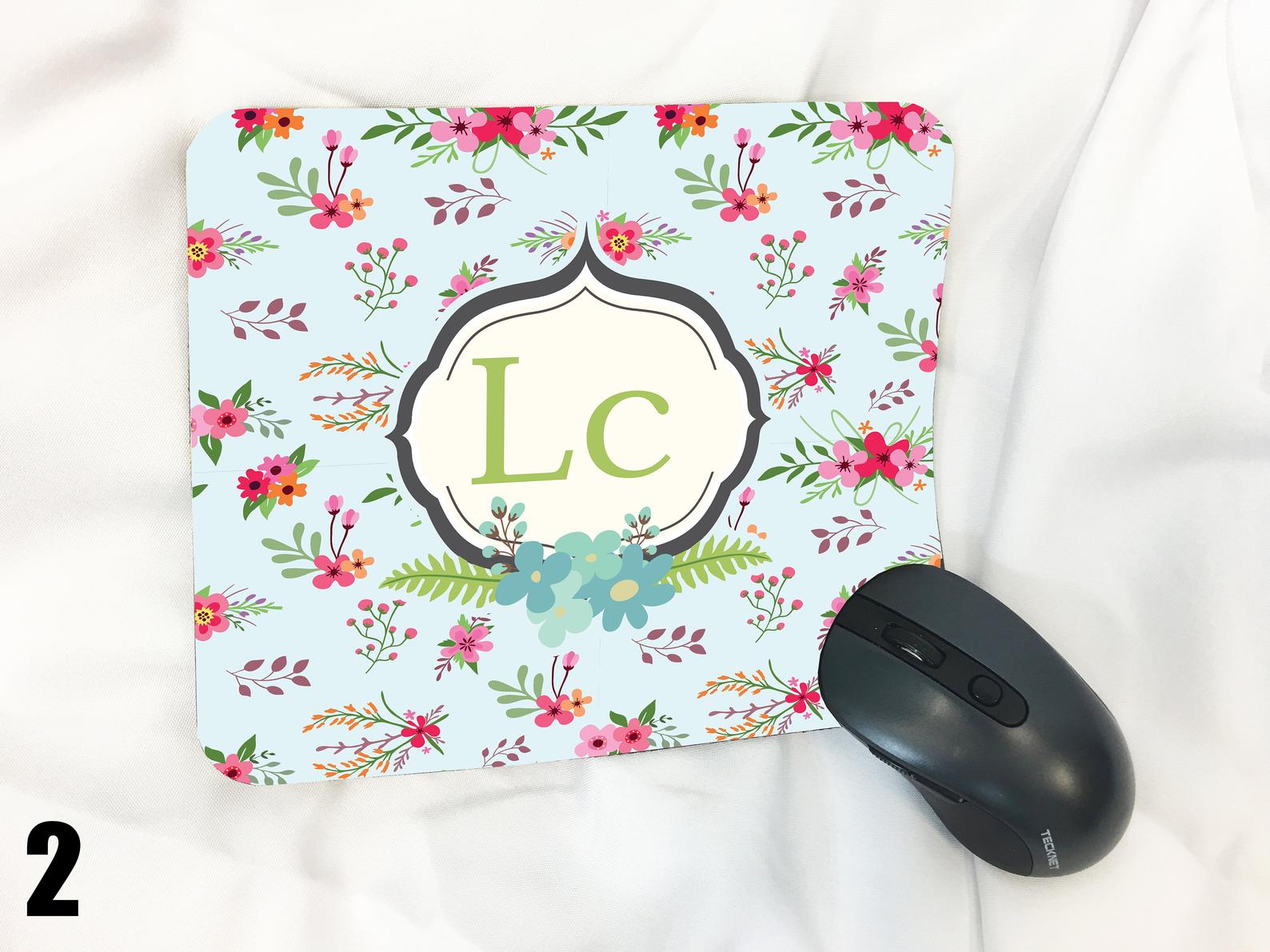 Floral Monogrammed Mouse Pad Floral Monogrammed Mouse Pad