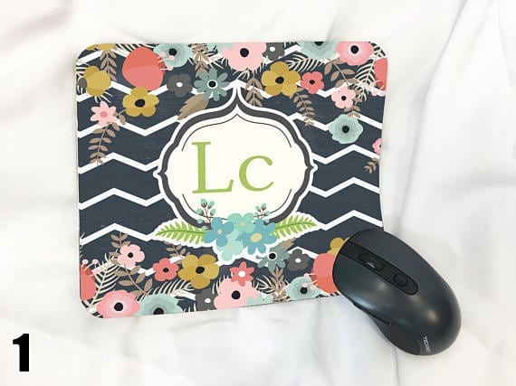Floral Monogrammed Mouse Pad Floral Monogrammed Mouse Pad