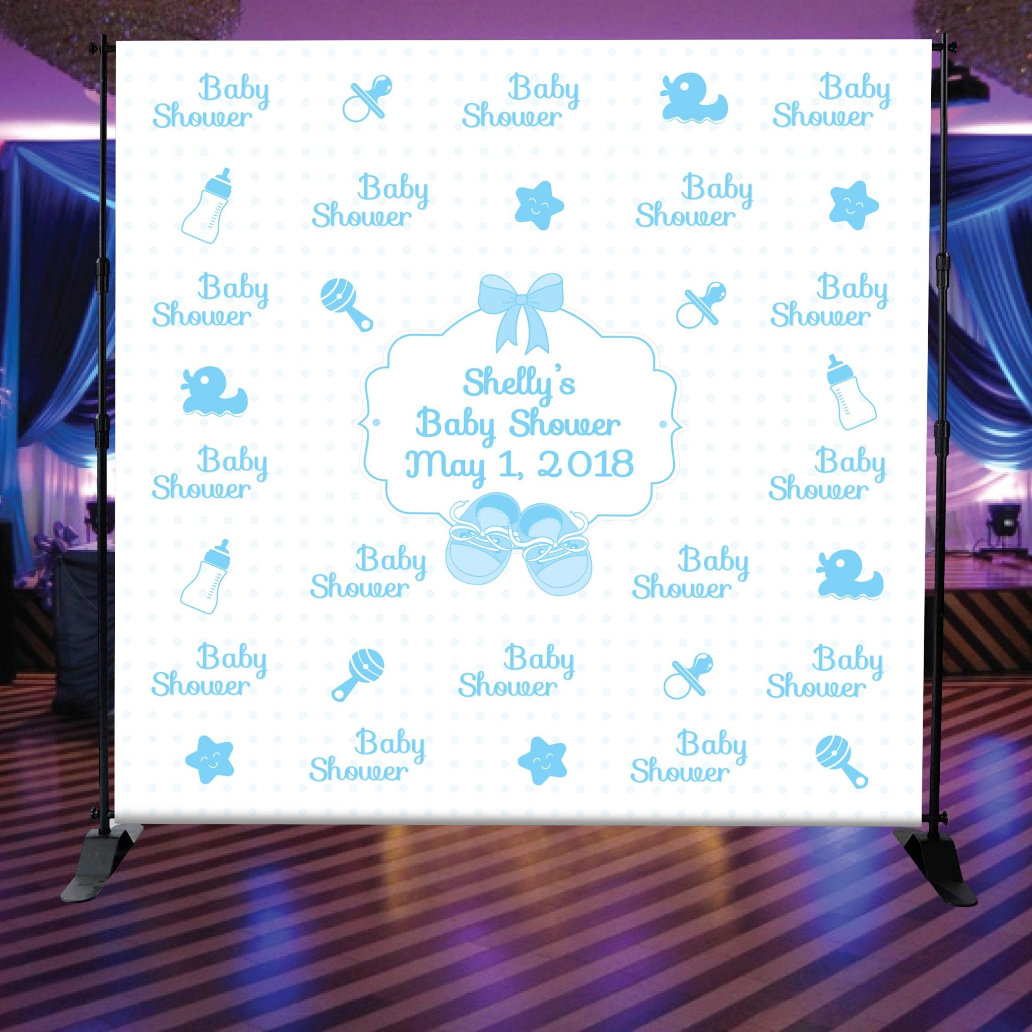 Baby Shower Boy 1 Mockup scaled Blue Personalized Baby Bottle and Pacifier Baby Shower Backdrop Banner Display Blue Personalized Baby Bottle and Pacifier Baby Shower Backdrop Banner Display