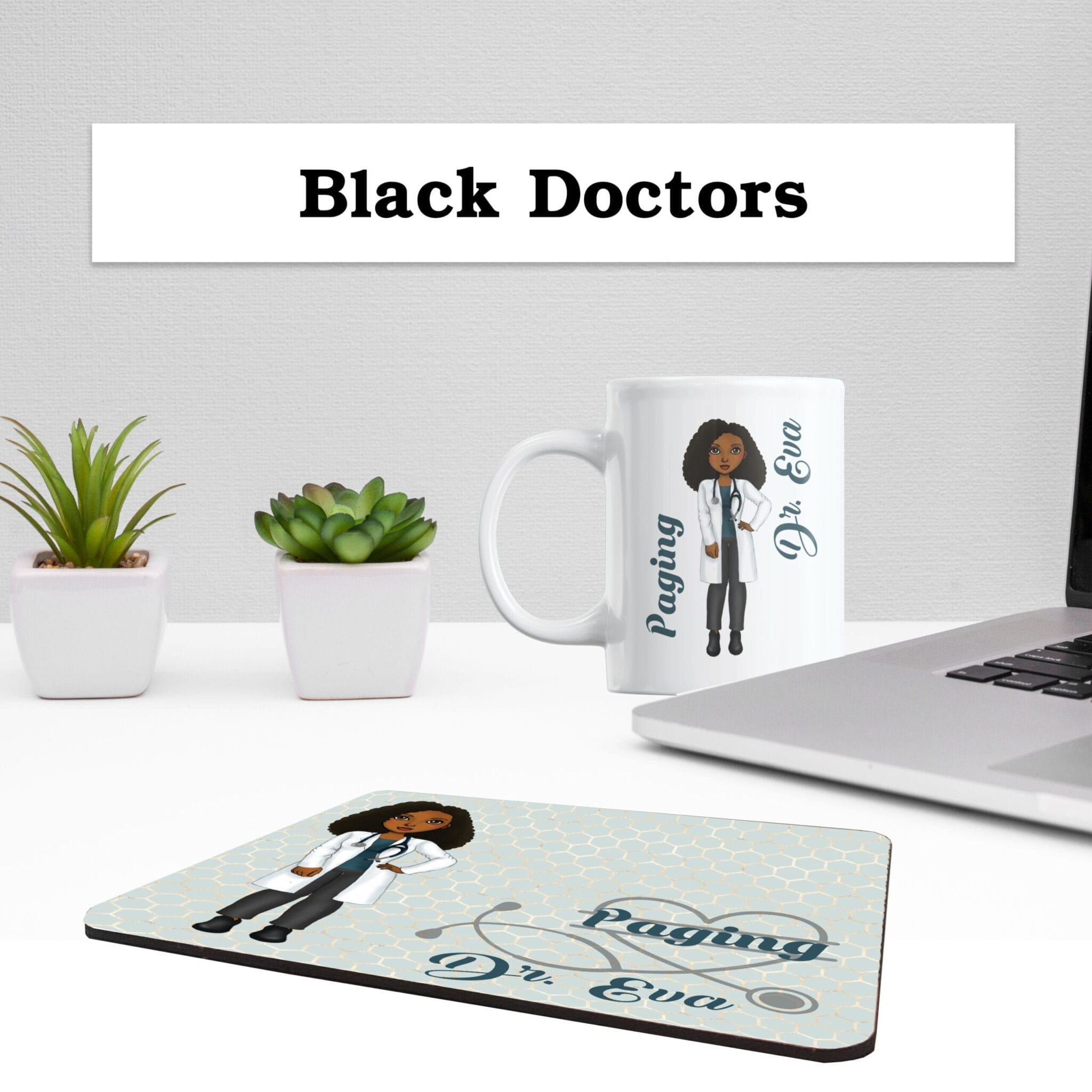 MousePad Paging Doctor Black Doctor Eva mousepad and mug lifestyle 1 MousePad Paging Doctor Black Doctor Eva mousepad and mug lifestyle 1 scaled Personalized Gifts for Black People