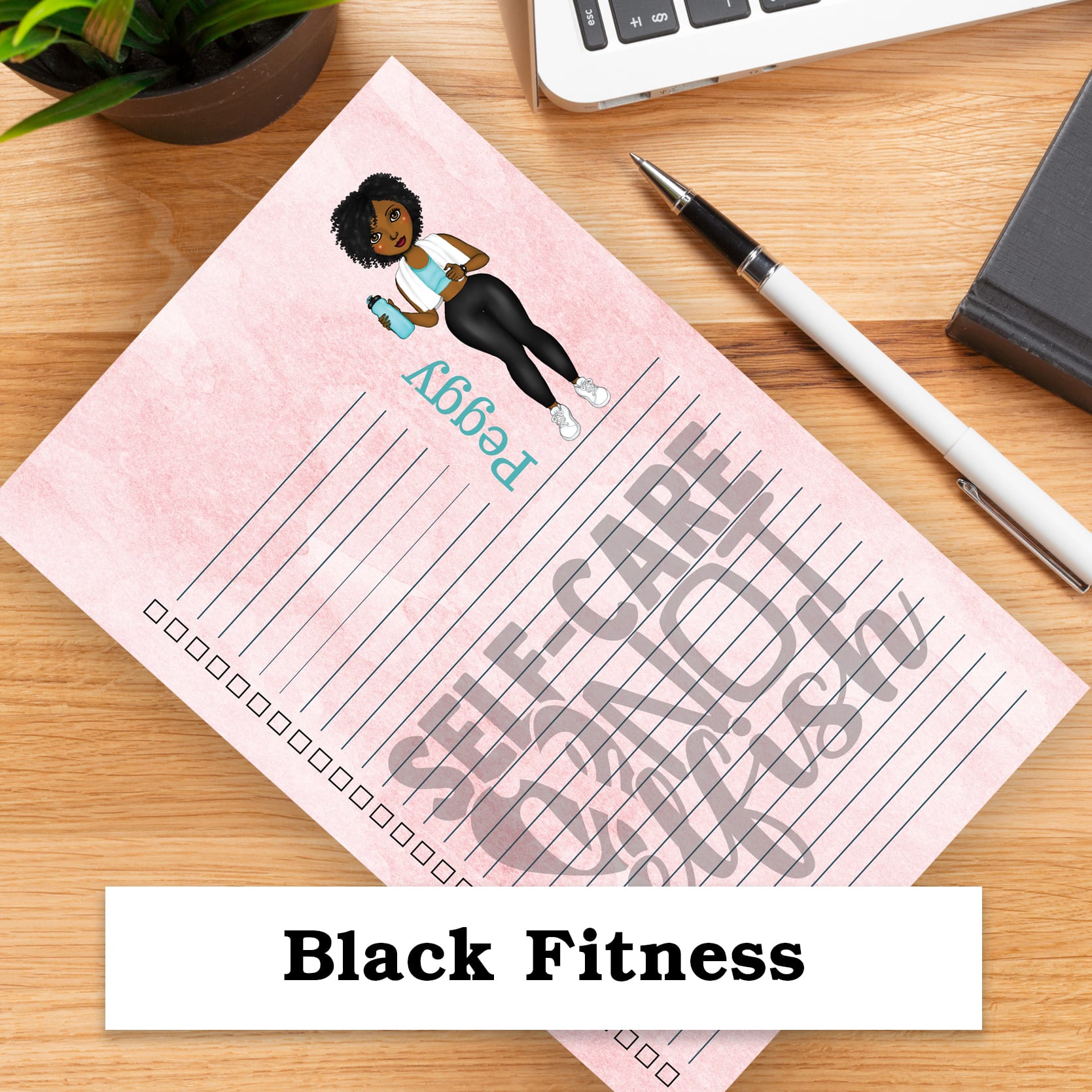 Notepad Black Workout Woman Peggy Notepad Lifestyle square 1 Notepad Black Workout Woman Peggy Notepad Lifestyle square 1 Personalized Gifts for Black People