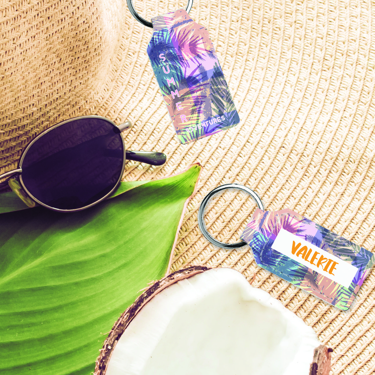 Personalized Exotic Tropical Summer Keychain Fun Keychain