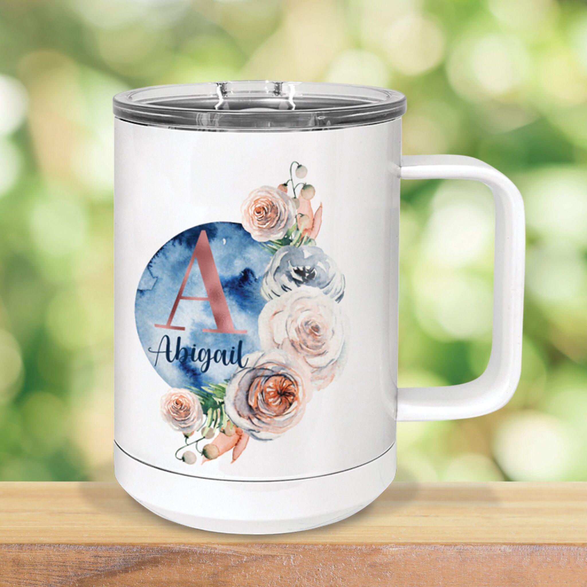 63e0151b scaled Floral Moon Monogram Personalized 15oz Tumbler with Handle Floral Moon Personalized Tumbler with Handle, Monogram Insulated Tumbler, 15oz Tumbler with Lid,Insulated Mug,Metal Coffee Mugs,Gift For Her