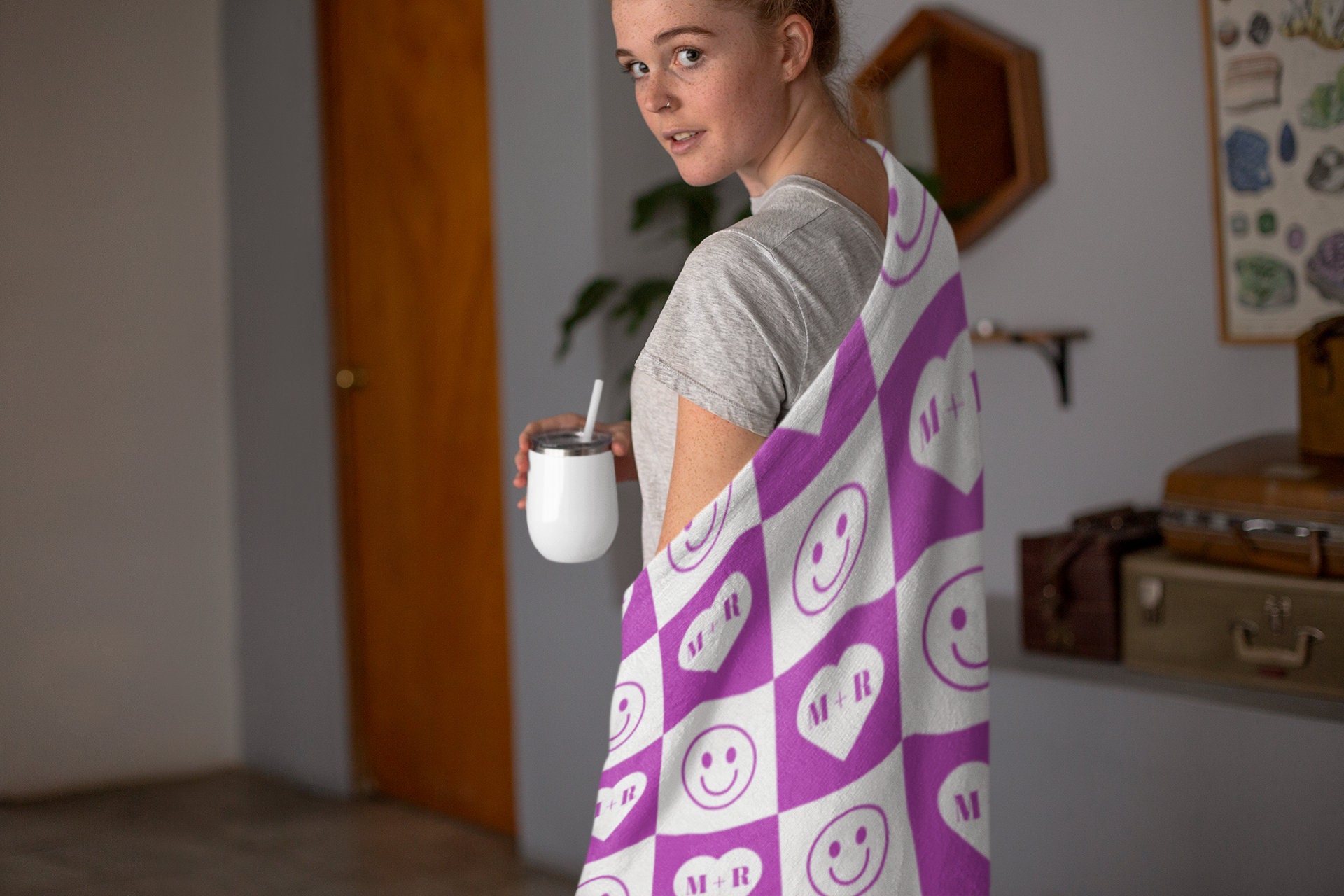 65a249551de30907302a6dc8 1 Personalized Valentine's Day Blanket, Make my Heart Smile and Heart Blanket, Checkered Smiling Face Blanket, All Smiles Custom Blanket Personalized Valentine's Day Blanket, Make my Heart Smile and Heart Blanket, Checkered Smiling Face Blanket, All Smiles Custom Blanket